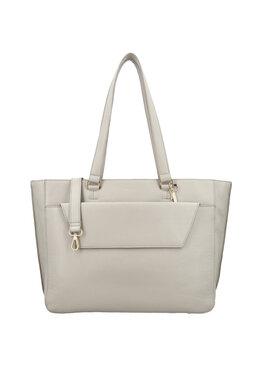LouLou CELINE Fog Gold – Grijze leren laptoptas met gouden details