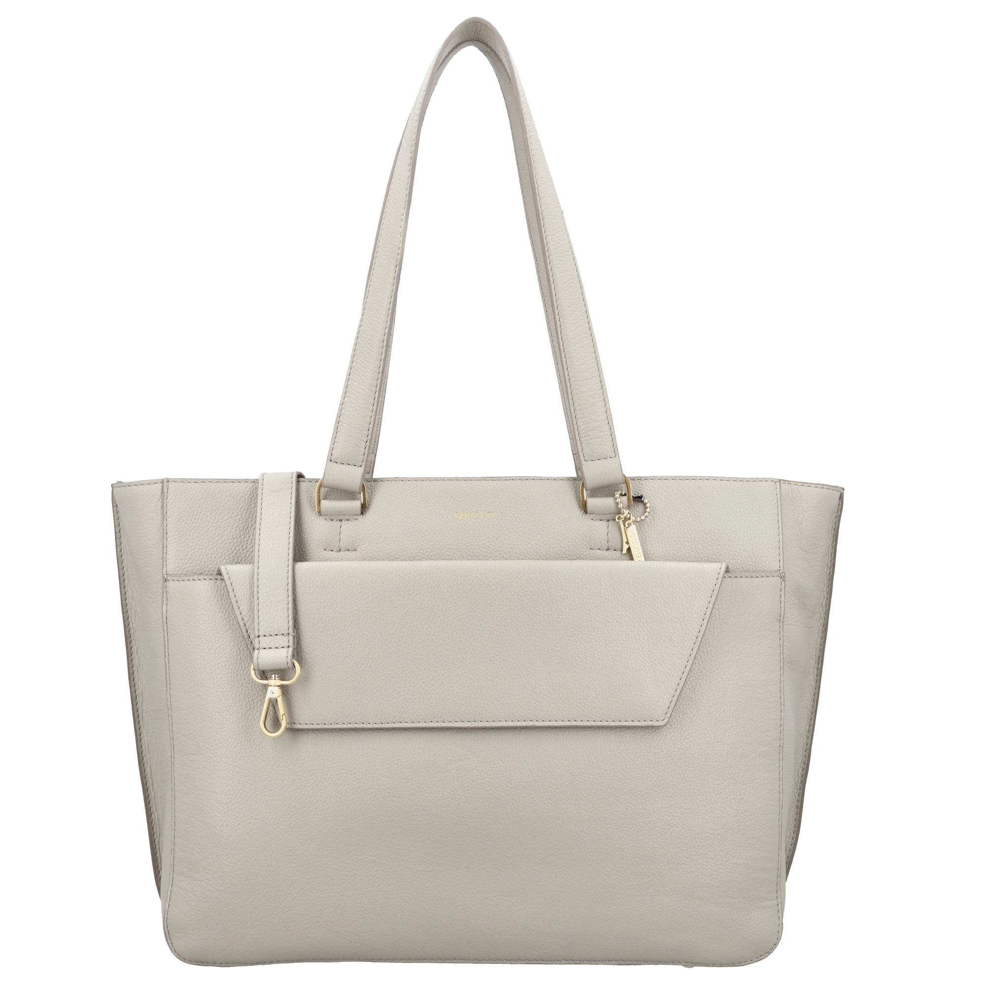 LouLou CELINE Fog Gold – Grijze leren laptoptas met gouden details