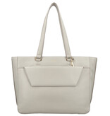 LouLou CELINE Fog Gold – Grijze leren laptoptas met gouden details