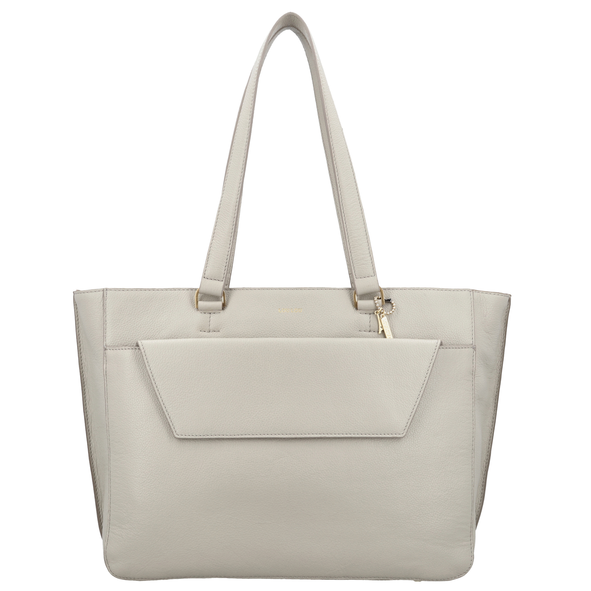 LouLou CELINE Fog Gold – Grijze leren laptoptas met gouden details