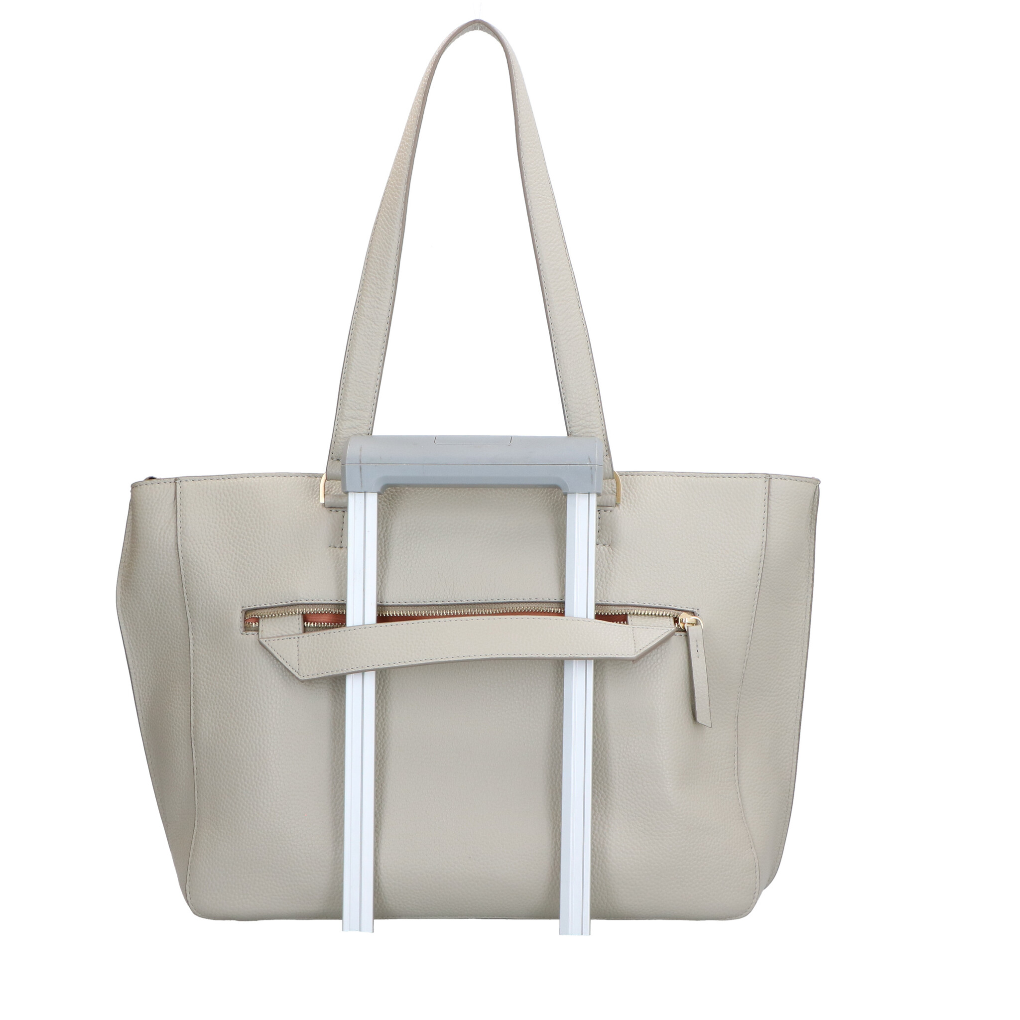 LouLou CELINE Fog Gold – Grijze leren laptoptas met gouden details