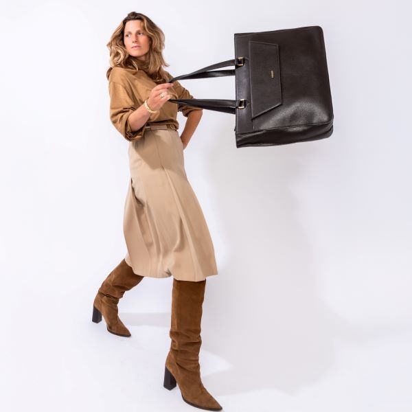 LouLou CELINE Chocolate Torte Gold – Luxe bruine leren werktas