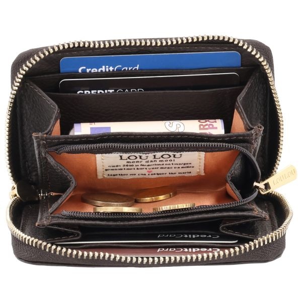 LouLou Petit Emilie Kleine leren RFID portemonnee Chocolate