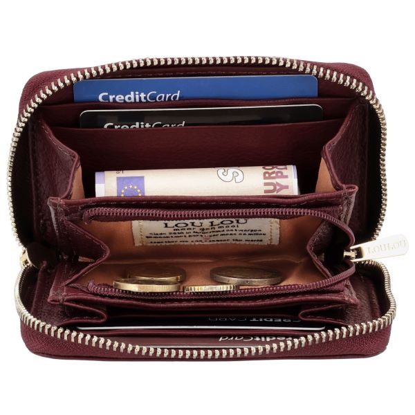 LouLou Petite Emilie Kleine leren RFID portemonnee Ruby