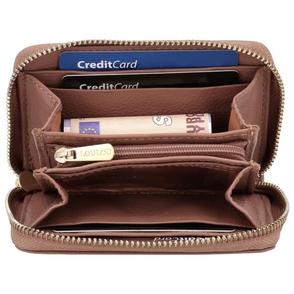 LouLou Petite Emilie Kleine leren RFID portemonnee in Mocha