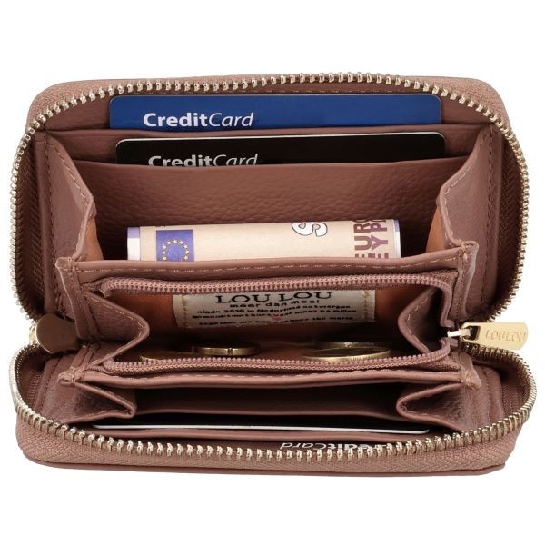 LouLou Petite Emilie Kleine leren RFID portemonnee in Mocha