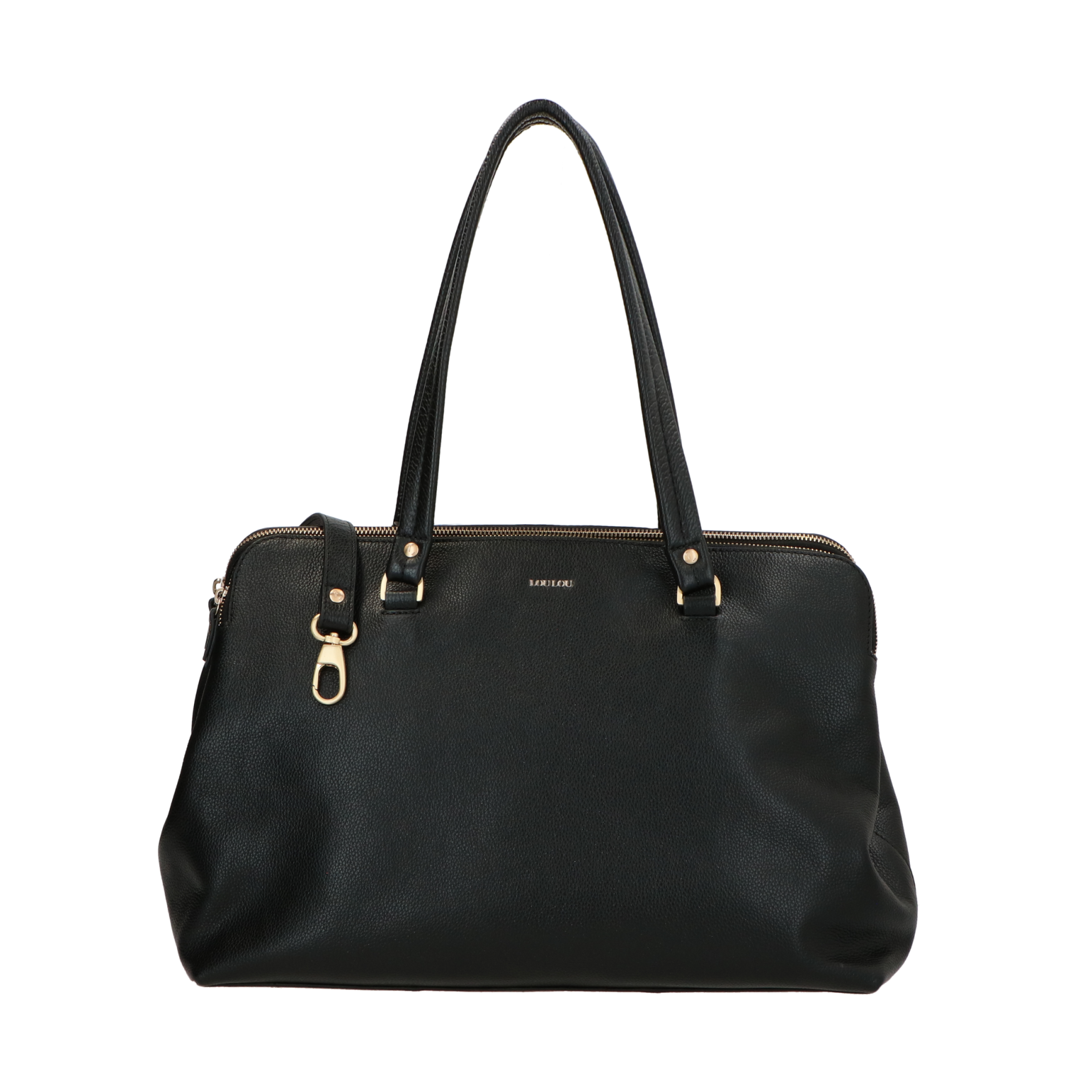 LouLou Laptop schoudertas OLIVIA in Black Gold