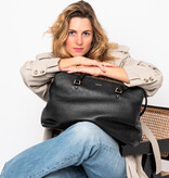 LouLou Laptop schoudertas OLIVIA in Black Gold