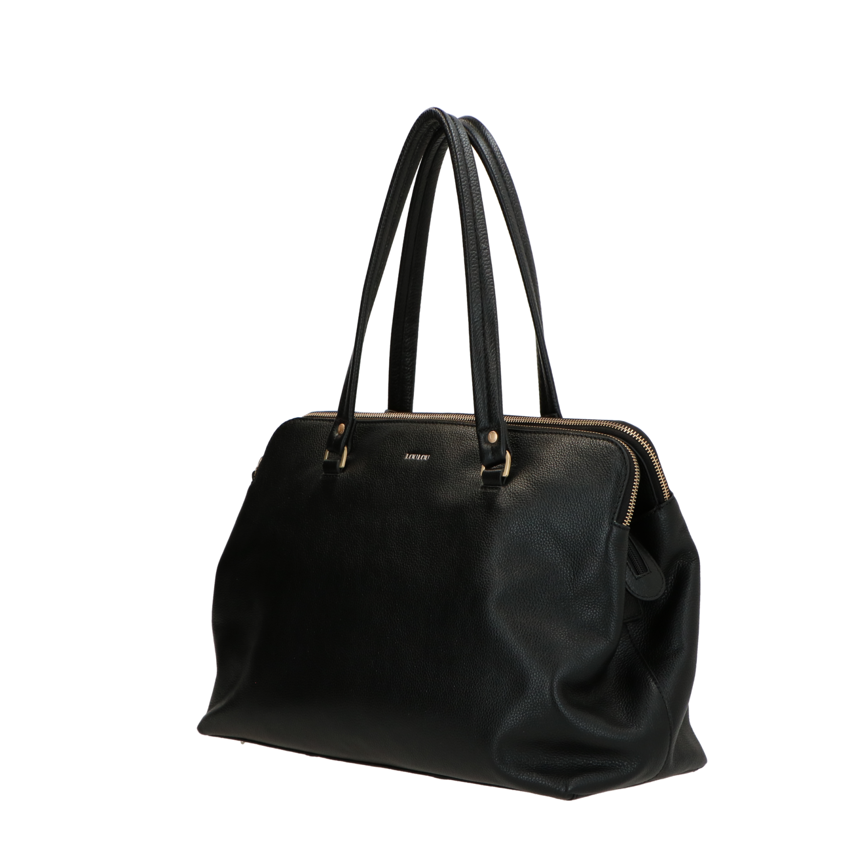 LouLou Laptop schoudertas OLIVIA in Black Gold