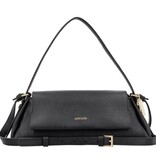 LouLou ISA Black Gold – Zwart leren overslag schoudertas