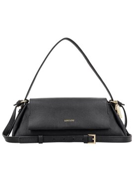 LouLou ISA Black Gold – Zwart leren overslag schoudertas LouLou ISA Black Gold – Zwart leren overslag schoudertas