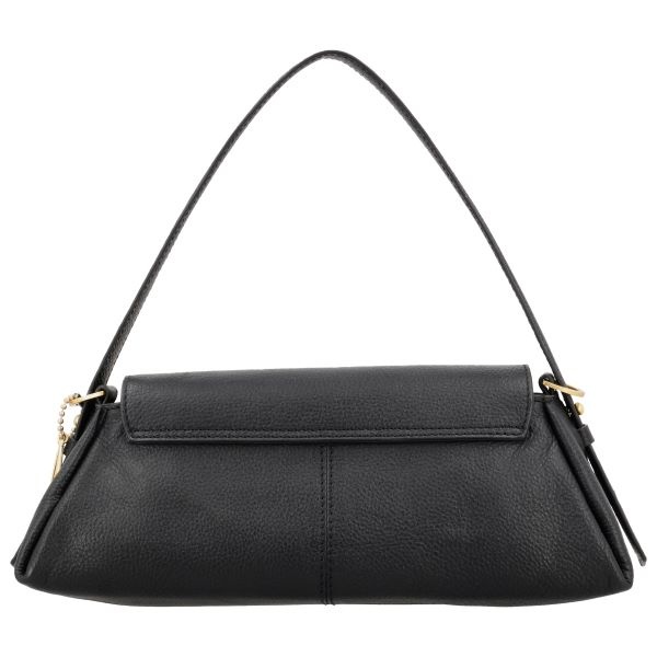 LouLou ISA Black Gold – Zwart leren overslag schoudertas