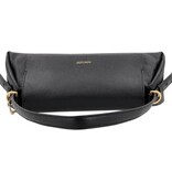 LouLou ISA Black Gold – Zwart leren overslag schoudertas