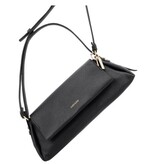 LouLou ISA Black Gold – Zwart leren overslag schoudertas