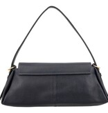 LouLou ISA Dark Blue Gold – Donkerblauwe leren overslag schoudertas