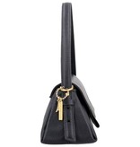 LouLou ISA Dark Blue Gold – Donkerblauwe leren overslag schoudertas