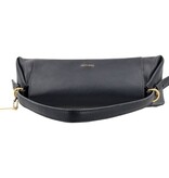 LouLou ISA Dark Blue Gold – Donkerblauwe leren overslag schoudertas