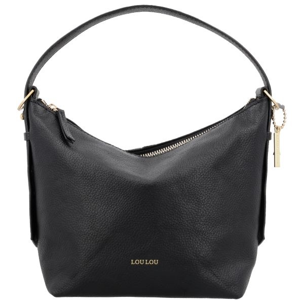 LouLou LOIS Black Gold – zwarte  leren hobo / crossbody tas