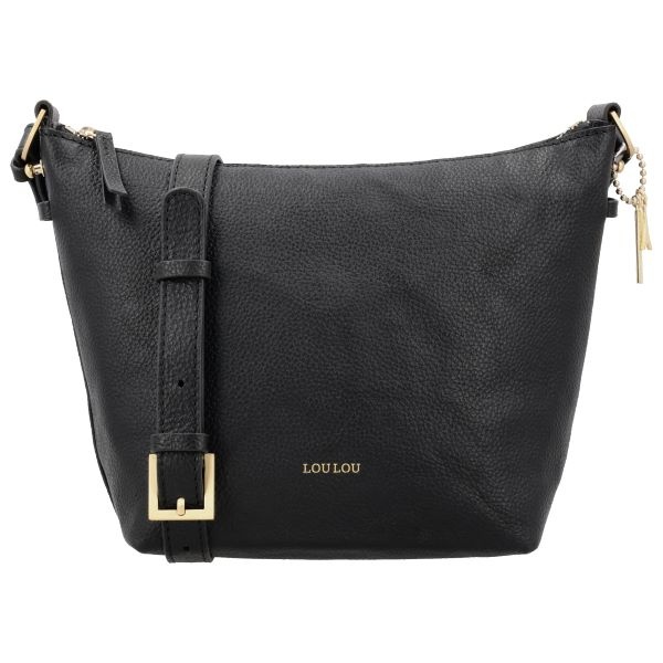 LouLou LOIS Black Gold – zwarte  leren hobo / crossbody tas