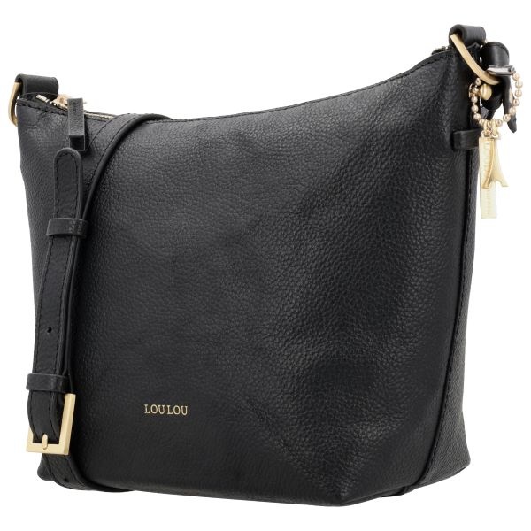 LouLou LOIS Black Gold – zwarte  leren hobo / crossbody tas