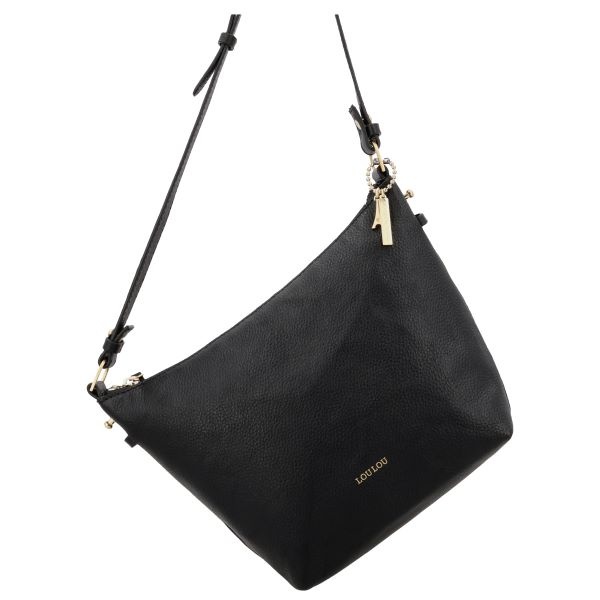 LouLou LOIS Black Gold – zwarte  leren hobo / crossbody tas