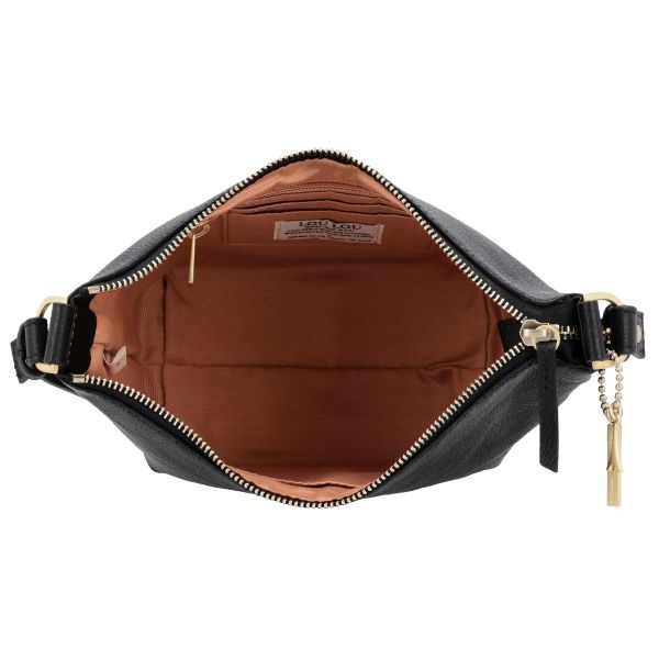 LouLou LOIS Black Gold – zwarte  leren hobo / crossbody tas