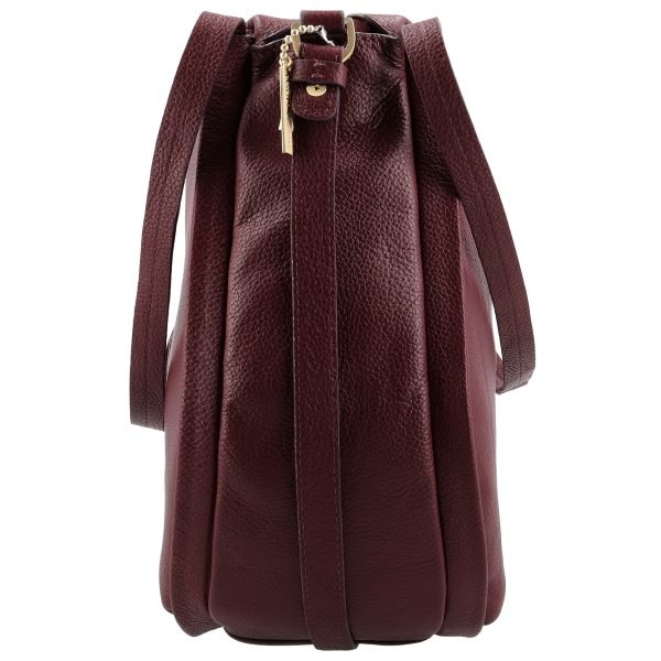 LouLou LOU L Ruby Gold – Dieprode leren shopper met gouden details en RFID