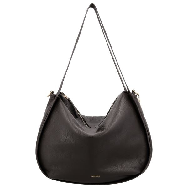 LouLou LOU L Chocolade Torte Gold – Bruine leren shopper met RFID en gouden details