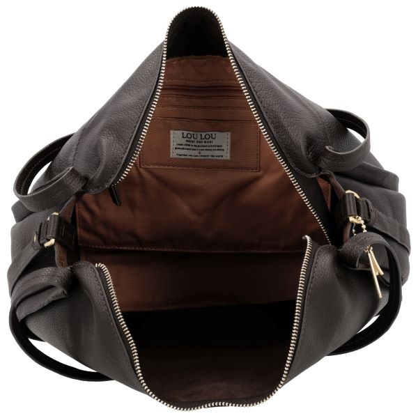 LouLou LOU L Chocolade Torte Gold – Bruine leren shopper met RFID en gouden details