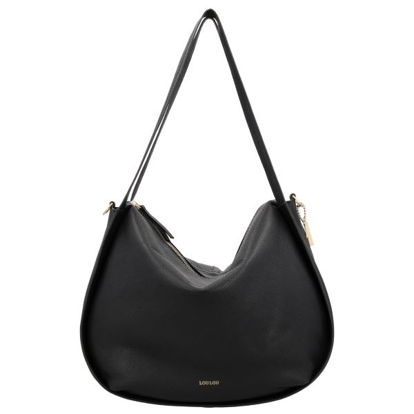 LouLou LOU L Black Gold – Zwarte leren shopper met gouden hardware en RFID