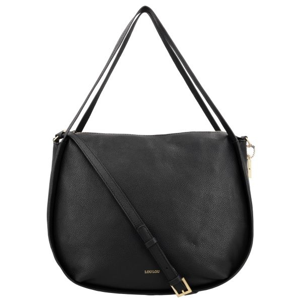 LouLou LOU L Black Gold – Zwarte leren shopper met gouden hardware en RFID