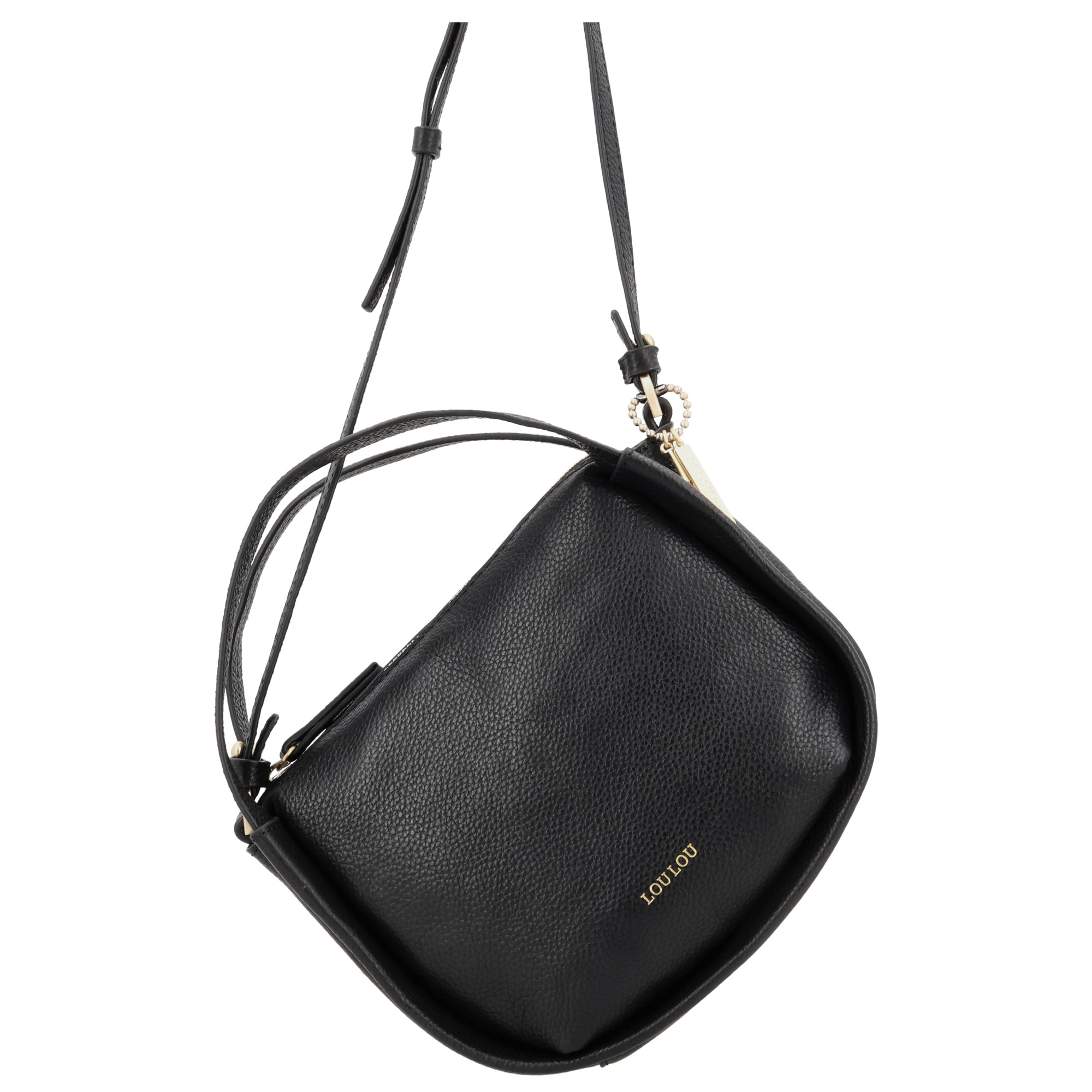 LouLou LOU L Black Gold – Zwarte leren shopper met gouden hardware en RFID