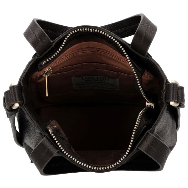 LouLou NAOMI Chocolate Torte Gold – bruine crossbodytas met RFID