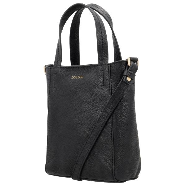LouLou NAOMI Black Gold – Zwart leren crossbodytas met RFID