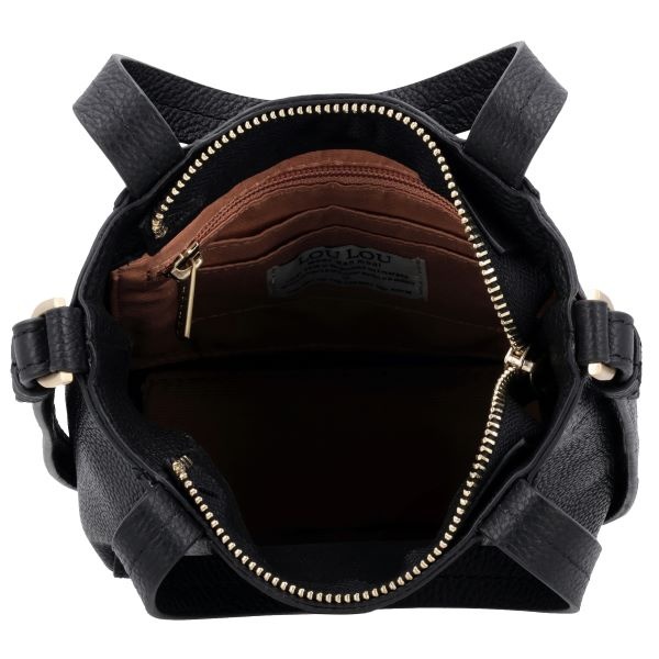 LouLou NAOMI Black Gold – Zwart leren crossbodytas met RFID