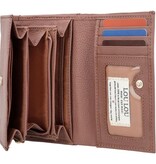 LouLou PETITE FLEUR Mocha Mousse Gold – roze portemonnee met RFID