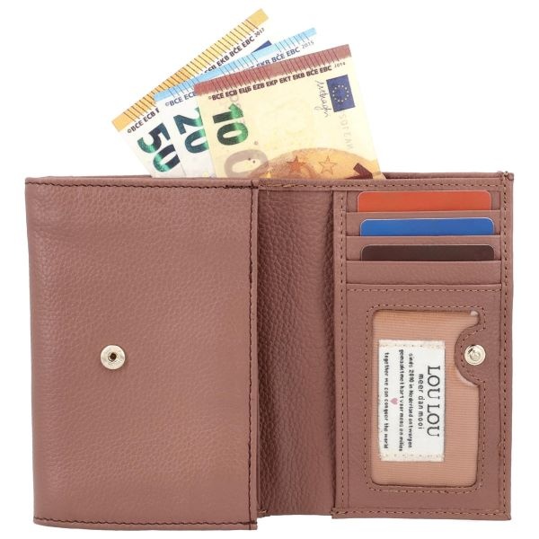 LouLou PETITE FLEUR Mocha Mousse Gold – roze portemonnee met RFID