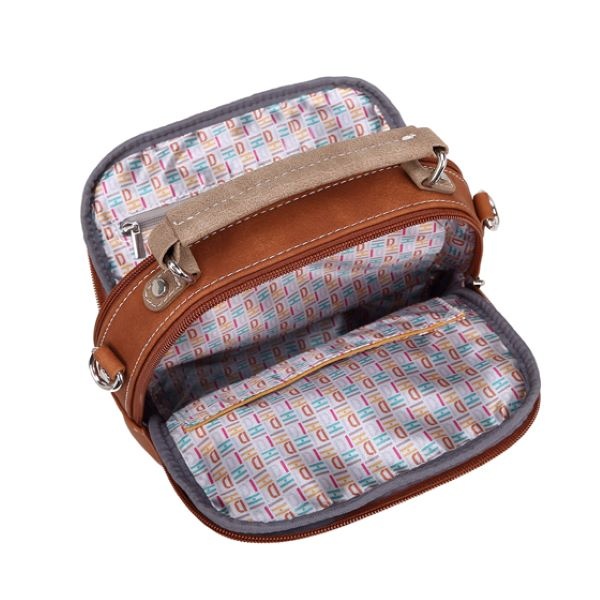 Hi Di Hi Schoudertas Traveller TRV13 cognac/d. grey