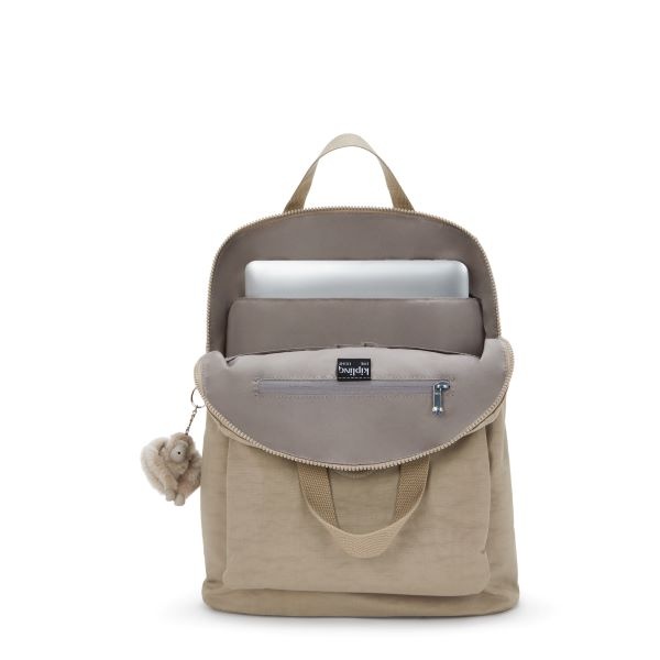 Kipling KAZUKI Middelgrote rugzak met laptopbescherming soft taupe