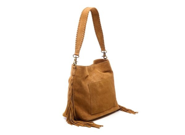 Chabo Suede Stormy Fringes Big Shoulderbag Light cognac