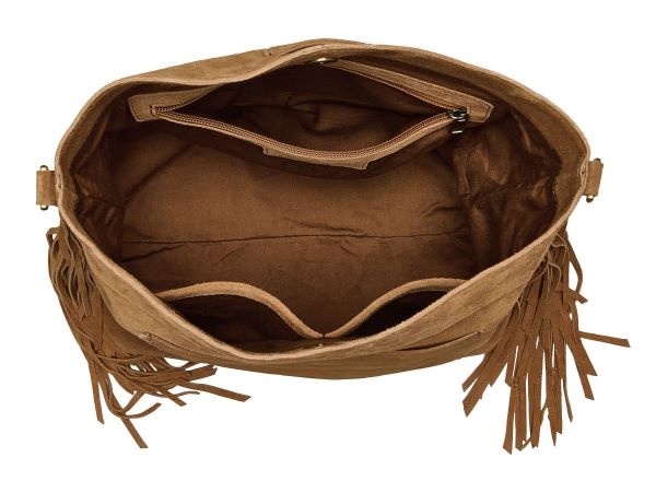 Chabo Suede Stormy Fringes Big Shoulderbag Light cognac