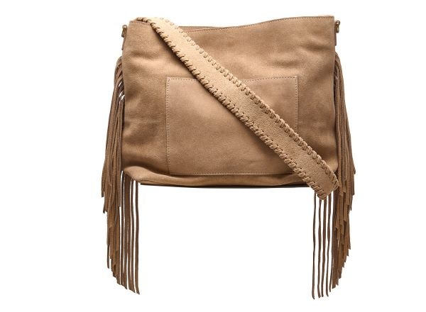 Chabo Suede Stormy Fringes Big Shoulderbag ,Sand