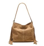 Chabo Suede Stormy Fringes Big Shoulderbag ,Sand