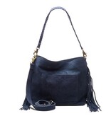 Chabo Suede Stormy Fringes Big Shoulderbag , navy blue