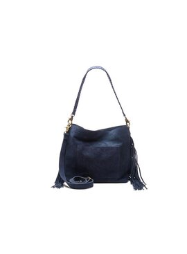 Chabo Suede Stormy Fringes Big Shoulderbag,  navy blue