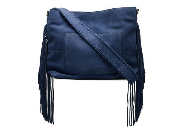 Chabo Suede Stormy Fringes Big Shoulderbag , navy blue