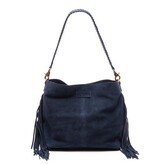Chabo Suede Stormy Fringes Big Shoulderbag , navy blue