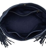 Chabo Suede Stormy Fringes Big Shoulderbag , navy blue