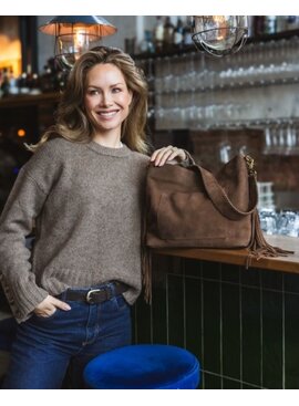 Chabo Suede Stormy Fringes Big Shoulderbag,  Cacao