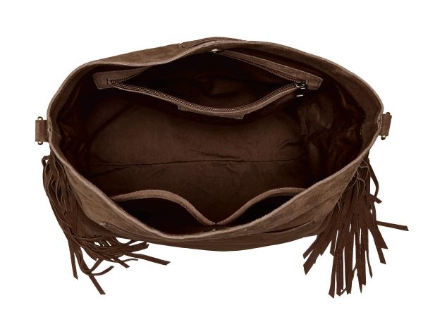 Chabo Suede Stormy Fringes Big Shoulderbag , Cacao
